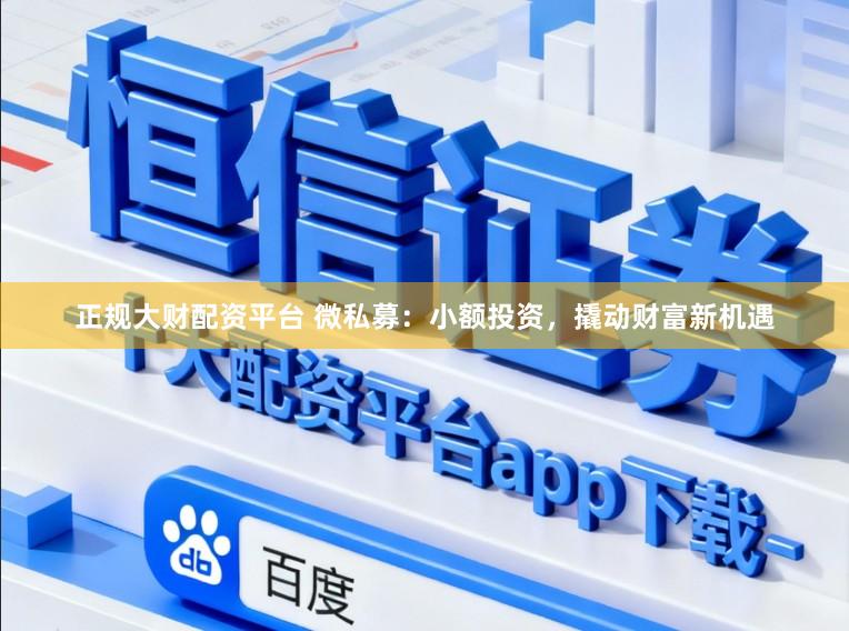 正规大财配资平台 微私募：小额投资，撬动财富新机遇